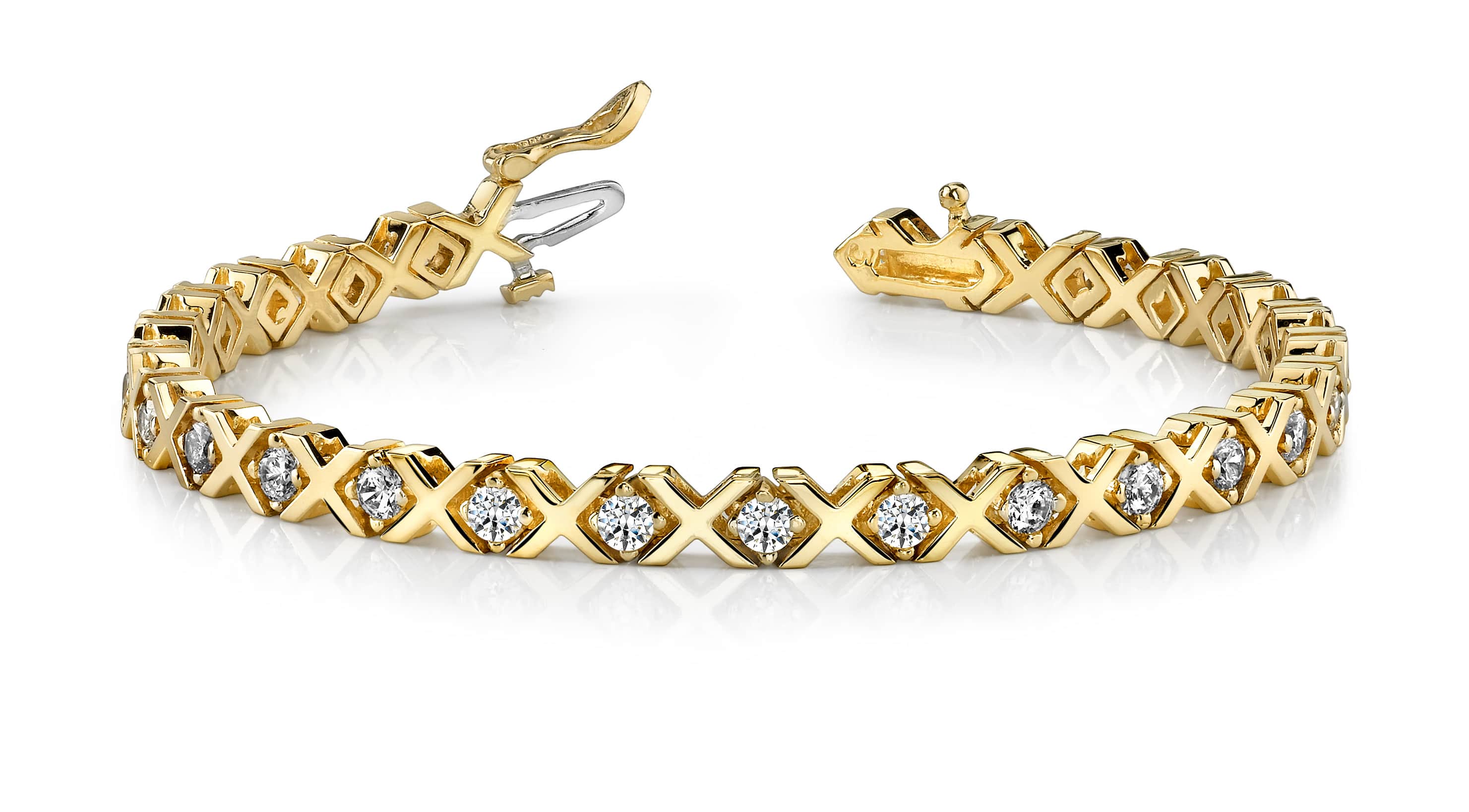 X And O Diamond Bracelet In White Yellow Gold Or Platinum